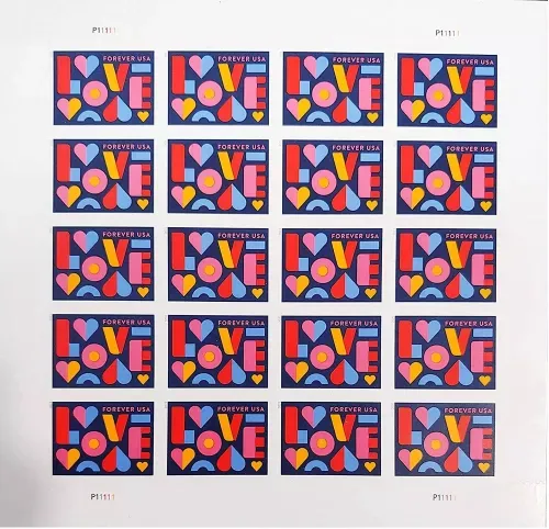 Love Wedding 2021 - 5 Sheets 100 Pcs Unused Stamps for Mailing hot